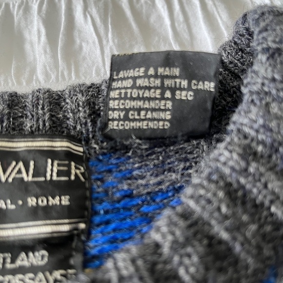 LEO CHEVALIER Vintage Wool Plaid Crew Neck Pullover Grandpa Sweater Unisex - Picture 11 of 15